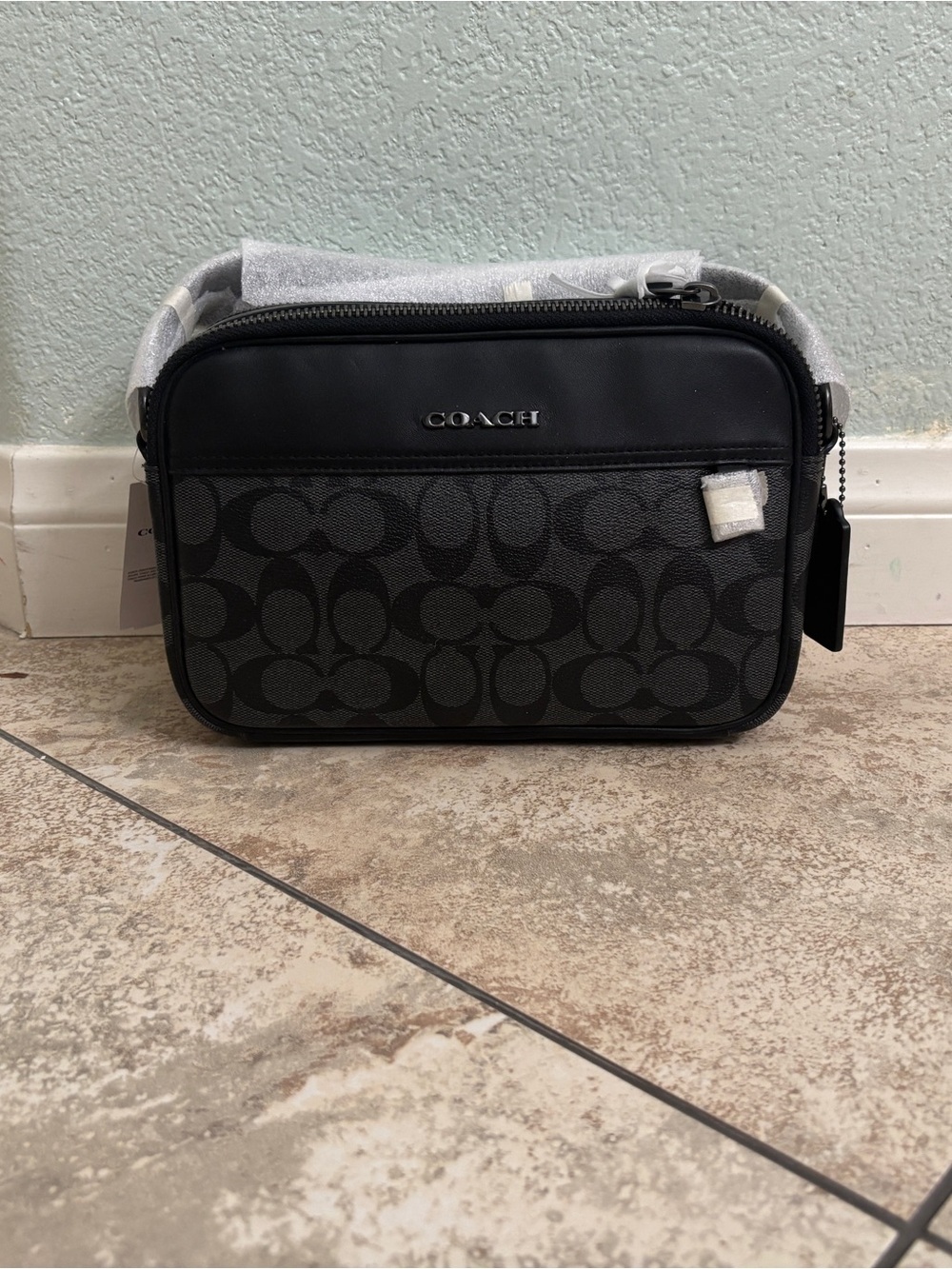 Coach Black Signature Monogram Crossbody Belt Bag